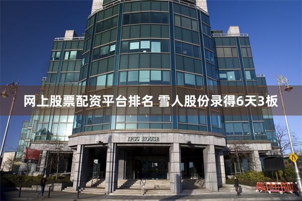 网上股票配资平台排名 雪人股份录得6天3板