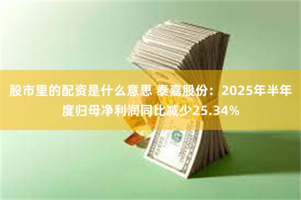 股市里的配资是什么意思 泰嘉股份：2025年半年度归母净利润同比减少25.34%