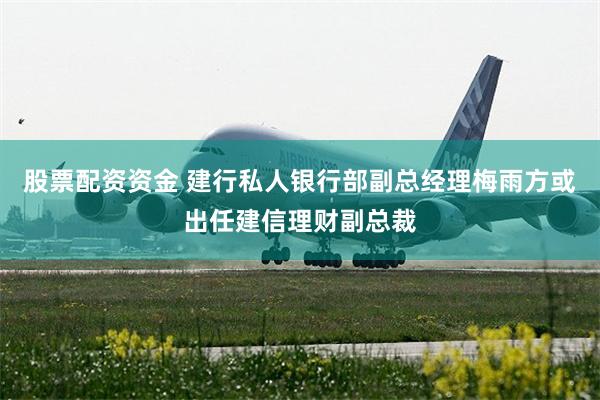 股票配资资金 建行私人银行部副总经理梅雨方或出任建信理财副总裁