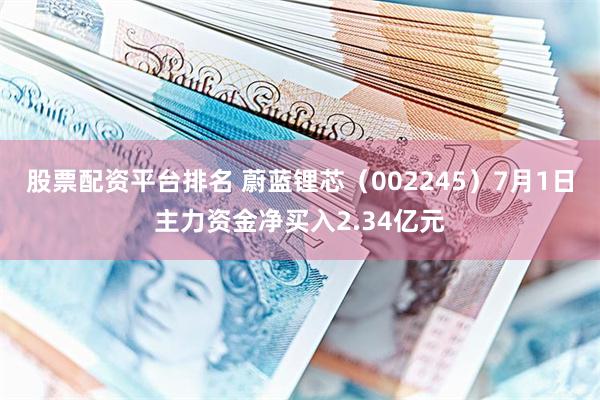 股票配资平台排名 蔚蓝锂芯（002245）7月1日主力资金净买入2.34亿元