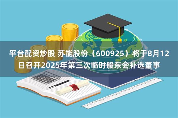 平台配资炒股 苏能股份（600925）将于8月12日召开2025年第三次临时股东会补选董事