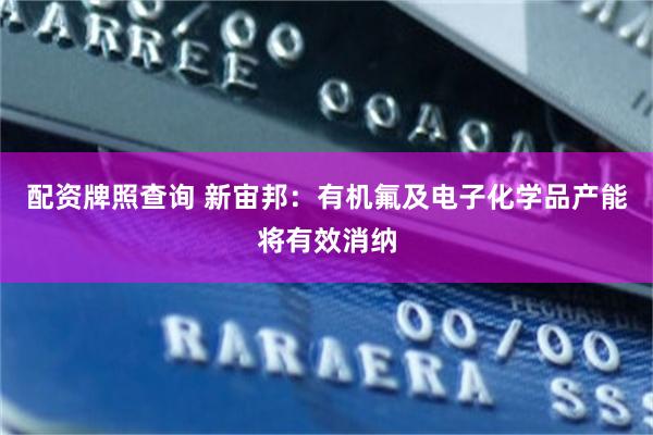 配资牌照查询 新宙邦：有机氟及电子化学品产能将有效消纳