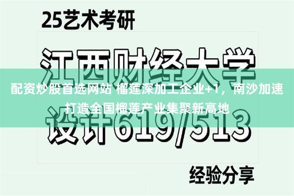 配资炒股首选网站 榴莲深加工企业+1，南沙加速打造全国榴莲产业集聚新高地