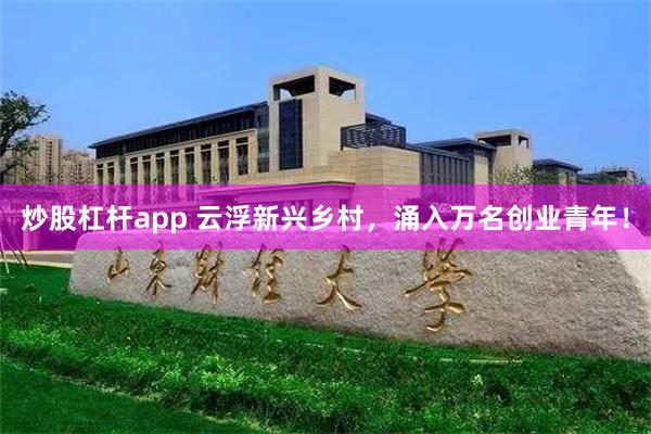炒股杠杆app 云浮新兴乡村，涌入万名创业青年！