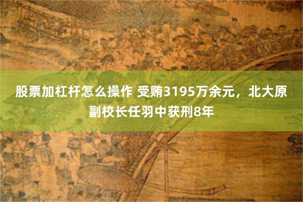 股票加杠杆怎么操作 受贿3195万余元，北大原副校长任羽中获刑8年