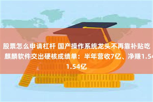 股票怎么申请杠杆 国产操作系统龙头不再靠补贴吃饭！麒麟软件交出硬核成绩单：半年营收7亿、净赚1.54亿