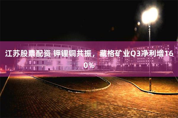 江苏股票配资 钾锂铜共振，藏格矿业Q3净利增160%